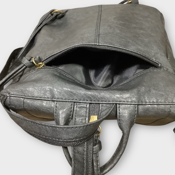 Stylish Dark Grey Vegan Leather Backpack Crossbody Bag GAL Brand - Picture 10 of 10